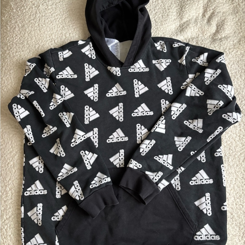 Adidas Black and White Logo Men's Hoodie